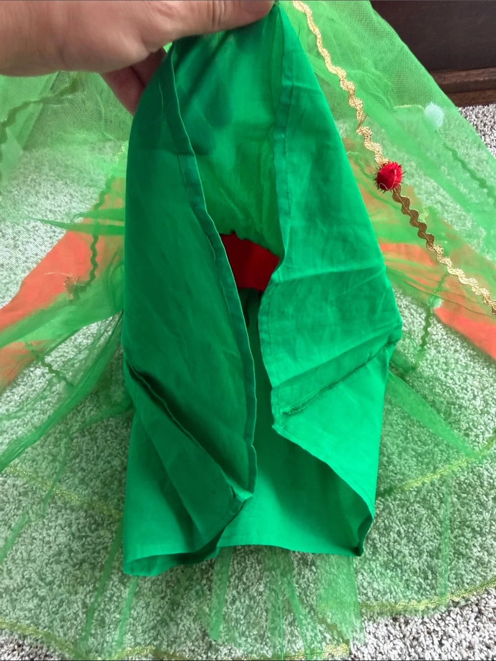NWT Amazon Girls' Red & Green Christmas Tree Tutu Dress & Tree Headband size 6